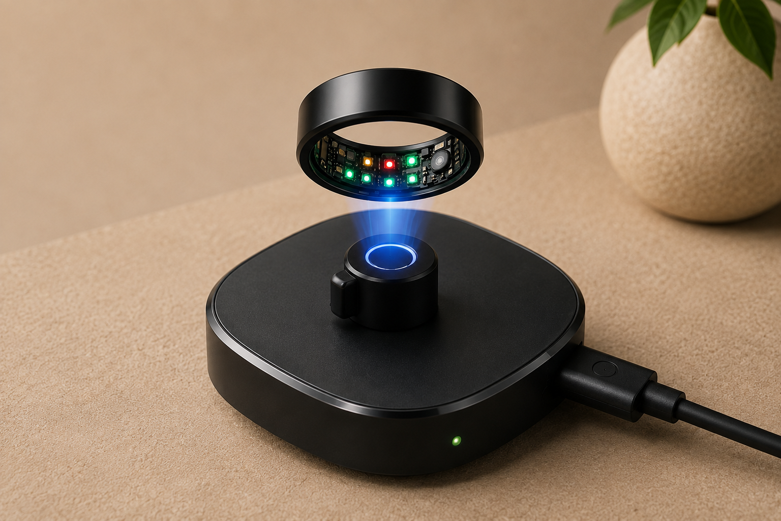 Close up of smart ring sensors